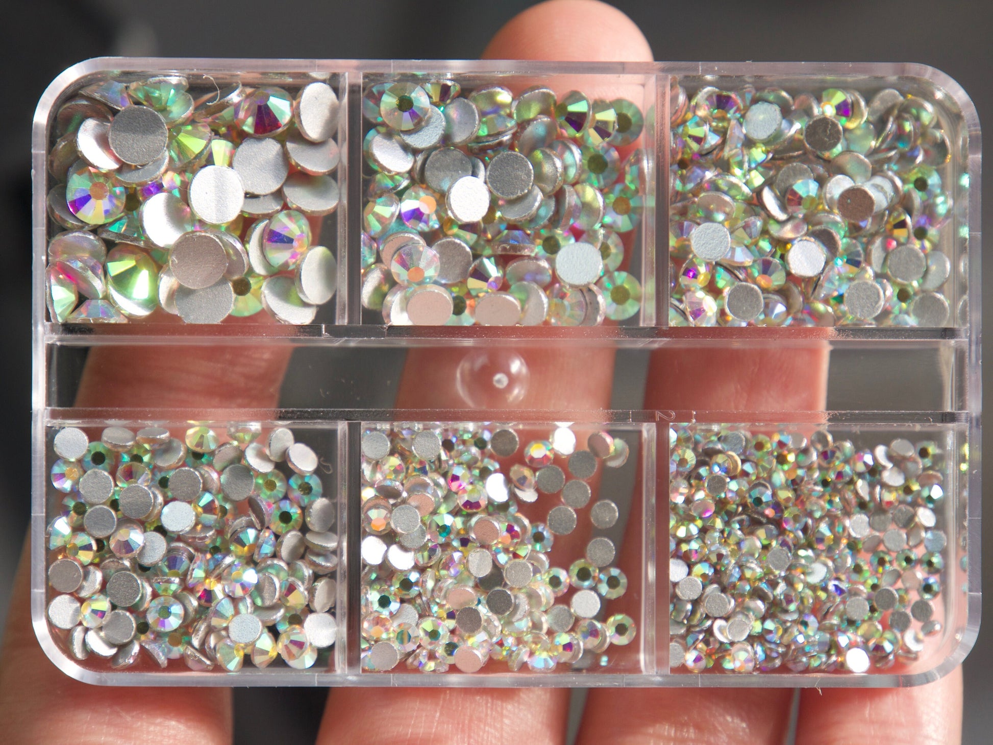 1000pcs Mixed sizes Clear&AB rhinestone/ Non Hot fix flat back nail Art Deco