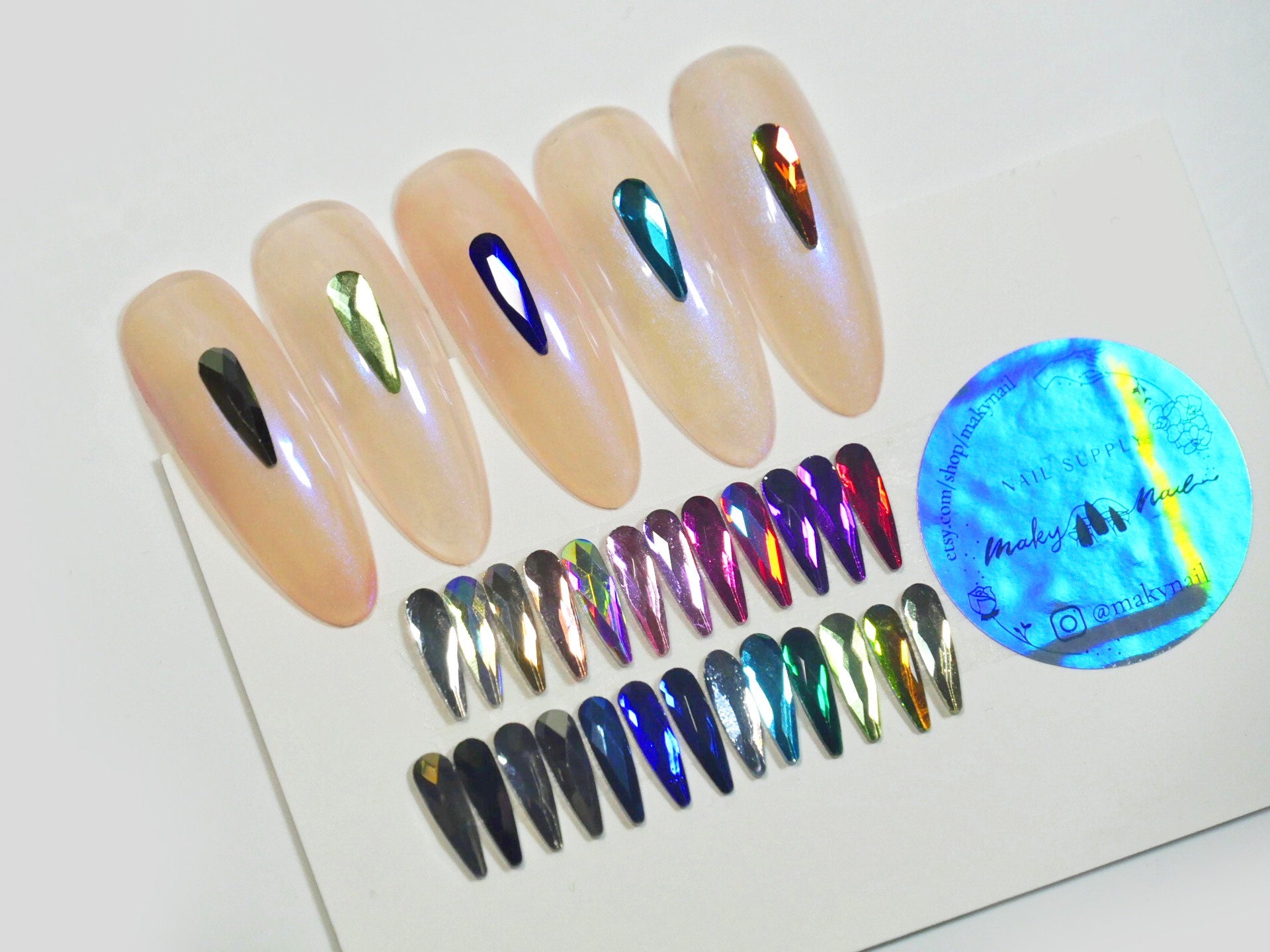 60pcs Long Tear Drop Rhinestones/ 3D long shaped seeds Decal