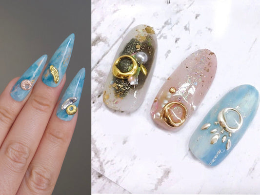 5 pcs Metallic Irregular shape Nail decoration/ Gold silver copper Ring Boho Studs DIY deco