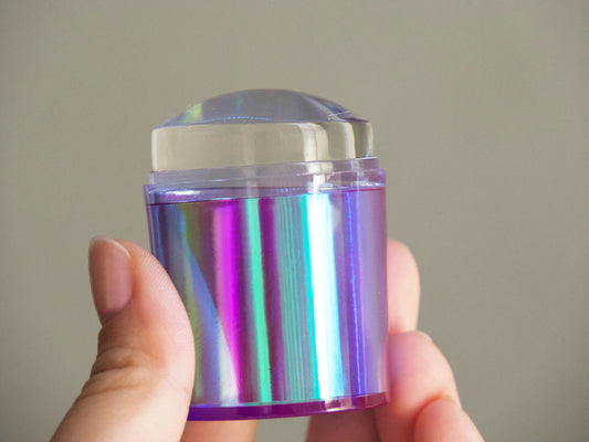 Aurora Nail Stamper/ French Nail Hack/Nail stamping tool with 2 Mehndi Scraper/Purple Pink Silicon Clear Jelly Stamper Polish Print Transfer
