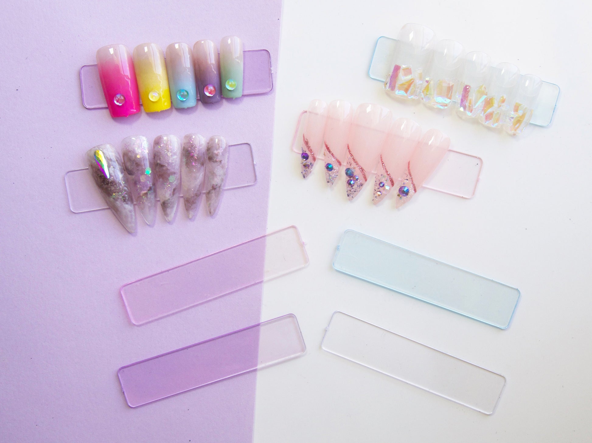 50pcs acrylic based nail display holder/ Transparent False Nail Tips display holder/ Clear fake nails Press Ons Tool Supply