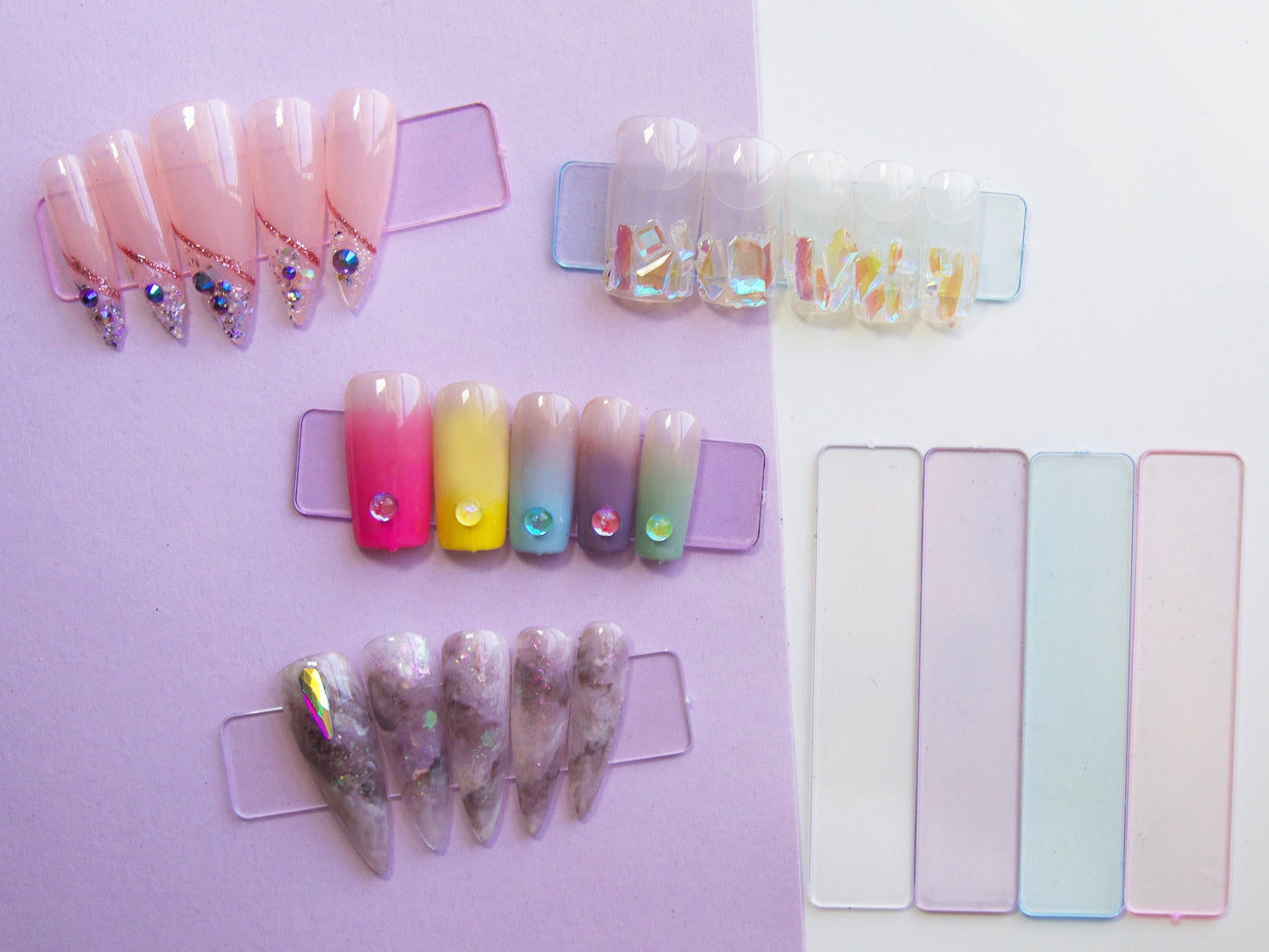 50pcs acrylic based nail display holder/ Transparent False Nail Tips display holder/ Clear fake nails Press Ons Tool Supply