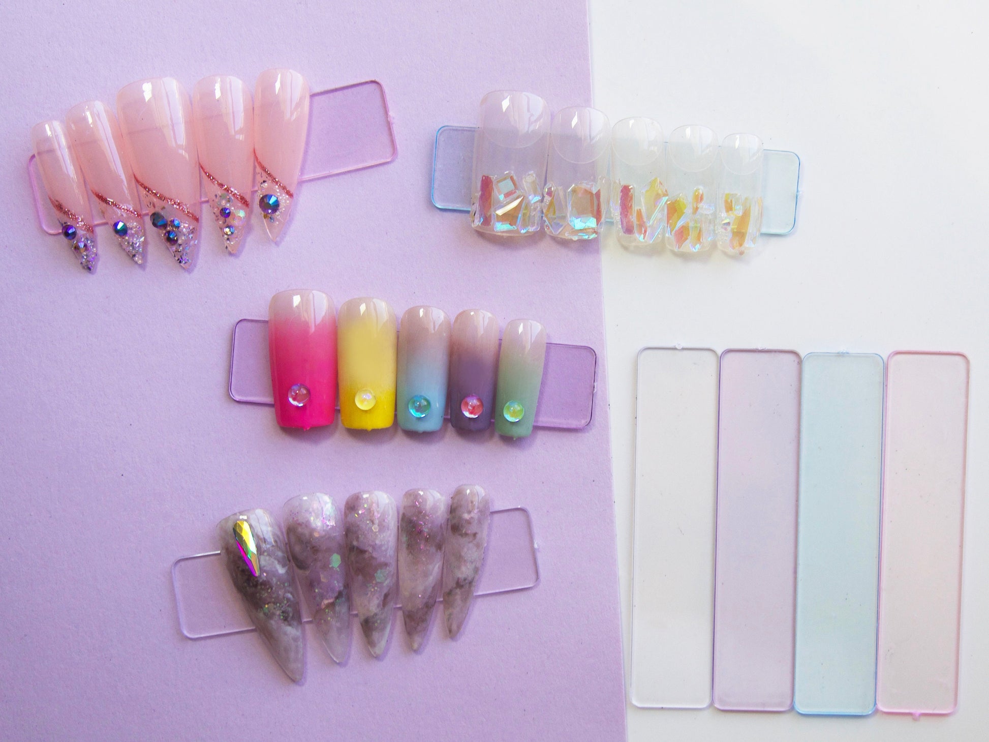 50pcs acrylic based nail display holder/ Transparent False Nail Tips display holder/ Clear fake nails Press Ons Tool Supply