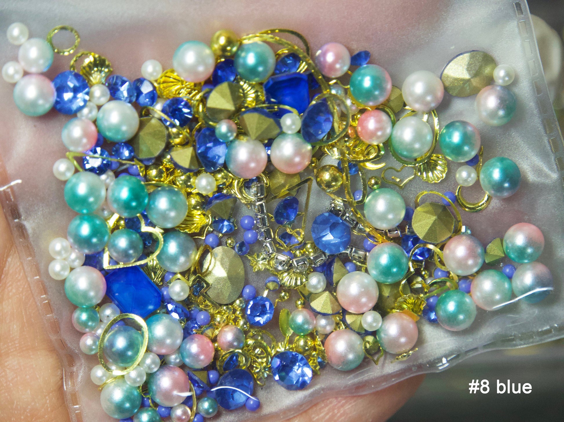 Mixed Pearls Opal Crystals decal/ Mocha Luminous Rhinestones studs 3D Gemstones Resin crafts&nails