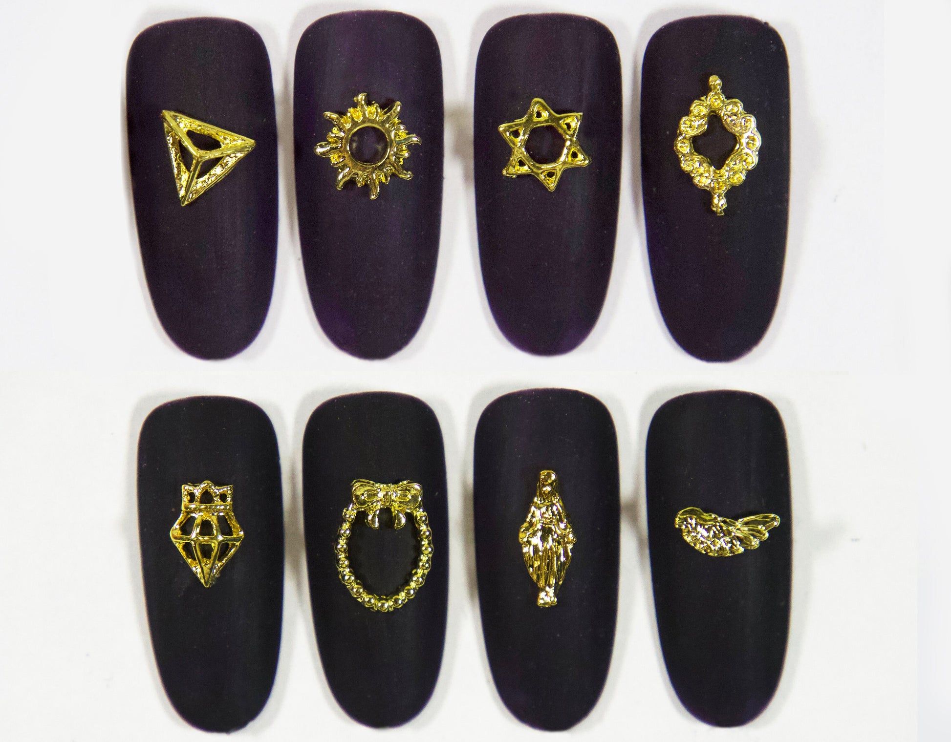 16pcs 3D Gold Metallic Rivet Nail Studs Jesus Decals Geometrical Zodiac Christian Jesus Nail Art Decals Nail Polish Supply