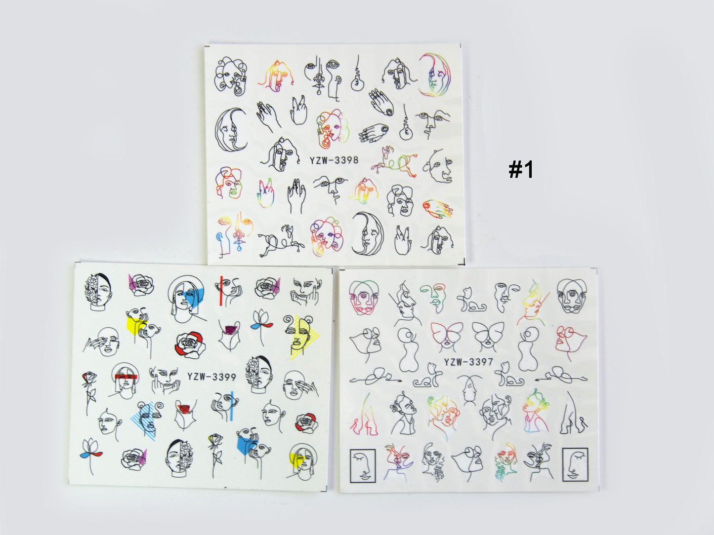 Sexy Girl Water Transfer Sticker/ Face Line Art Abstract pattern nail Tattoo/ Feminine booty Women Body nail Decals Supply