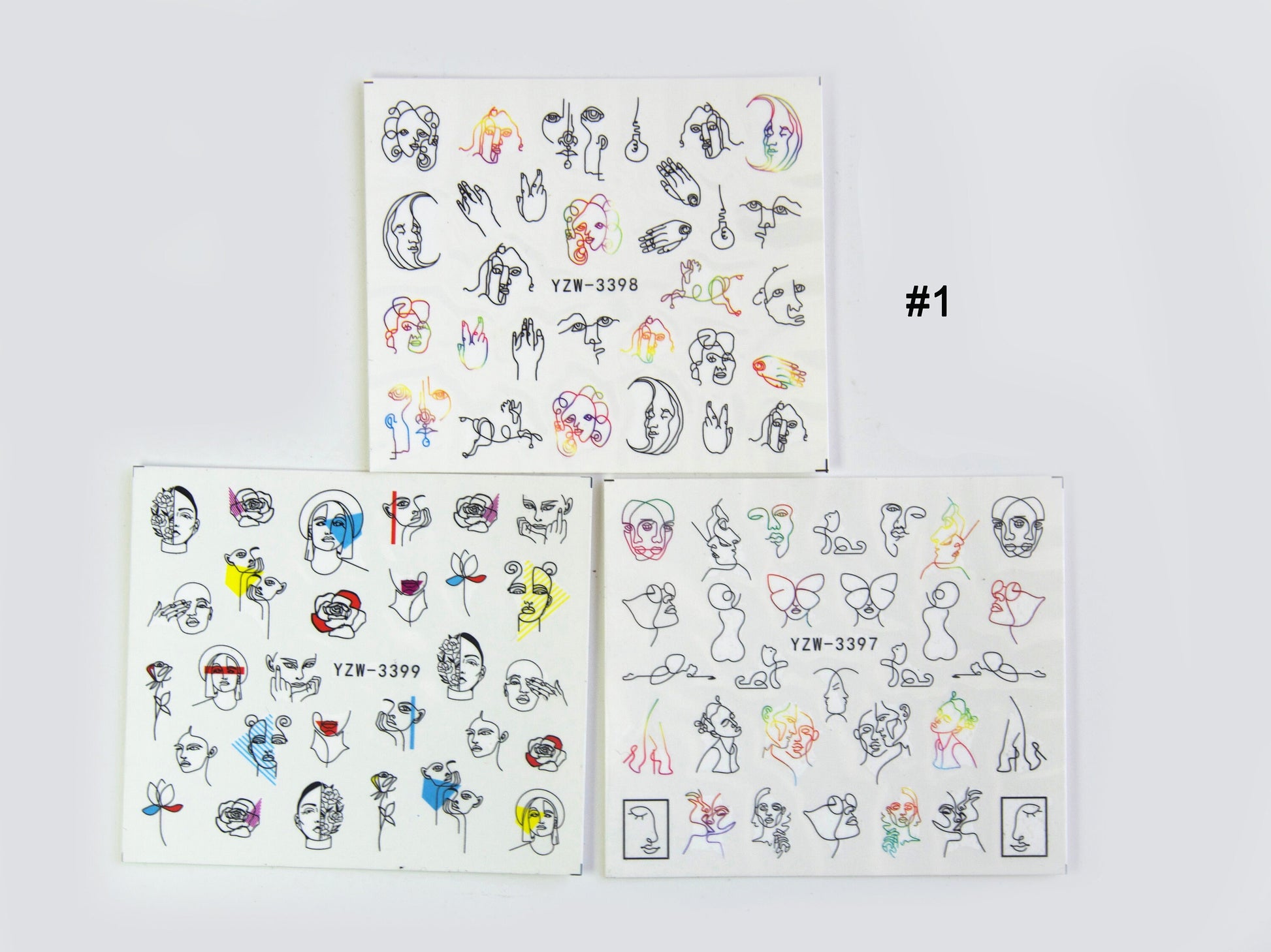 Sexy Girl Water Transfer Sticker/ Face Line Art Abstract pattern nail Tattoo/ Feminine booty Women Body nail Decals Supply
