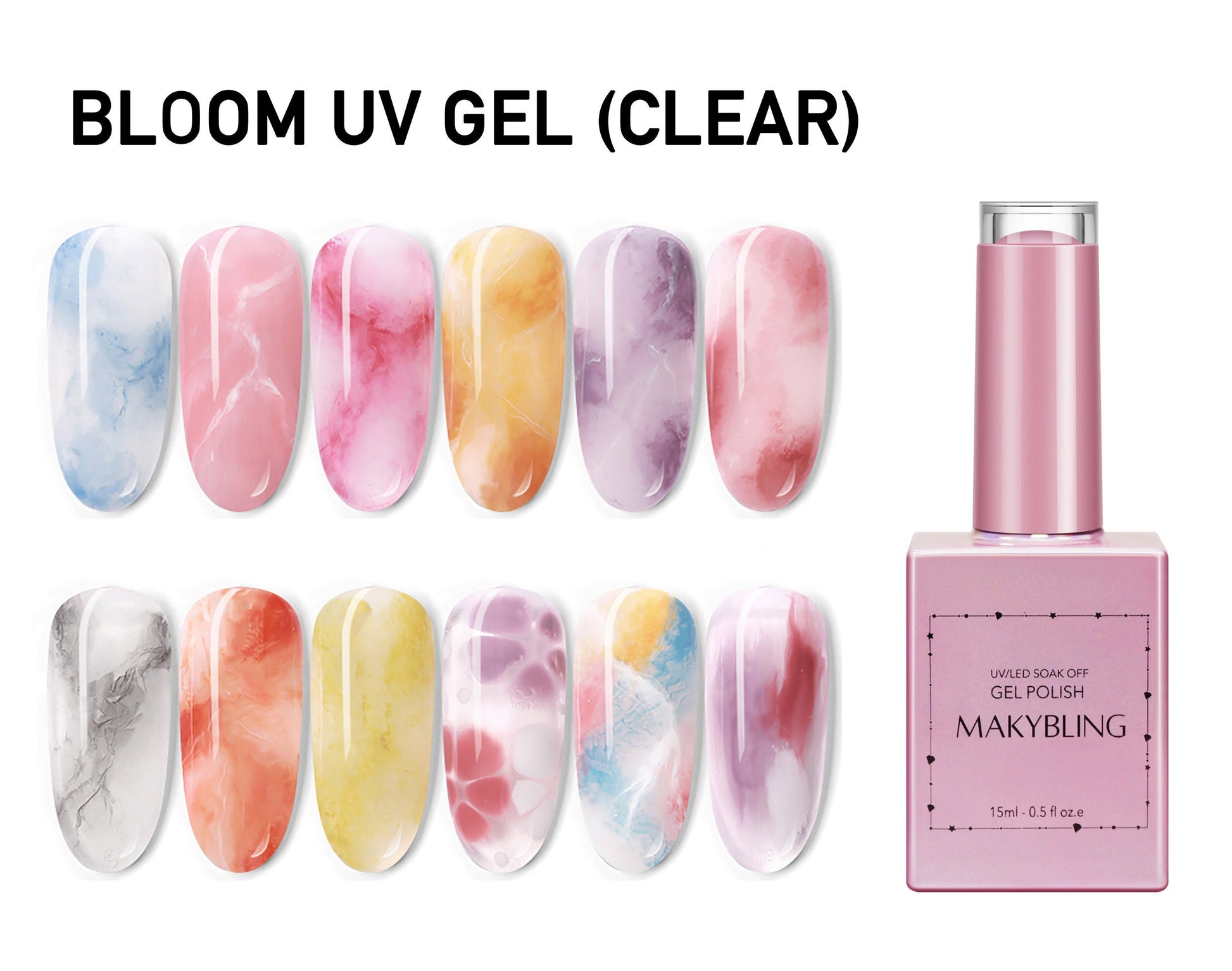 15ML Marble blossom gel polish/ gradient design gel/ Blooming floral paint gel/ Bloom soak off uv gel for nail art design