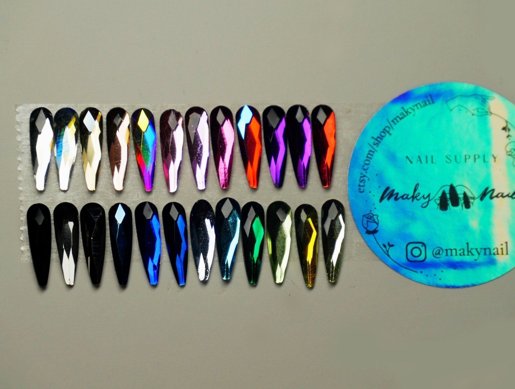 60pcs Long Tear Drop Rhinestones/ 3D long shaped seeds Decal