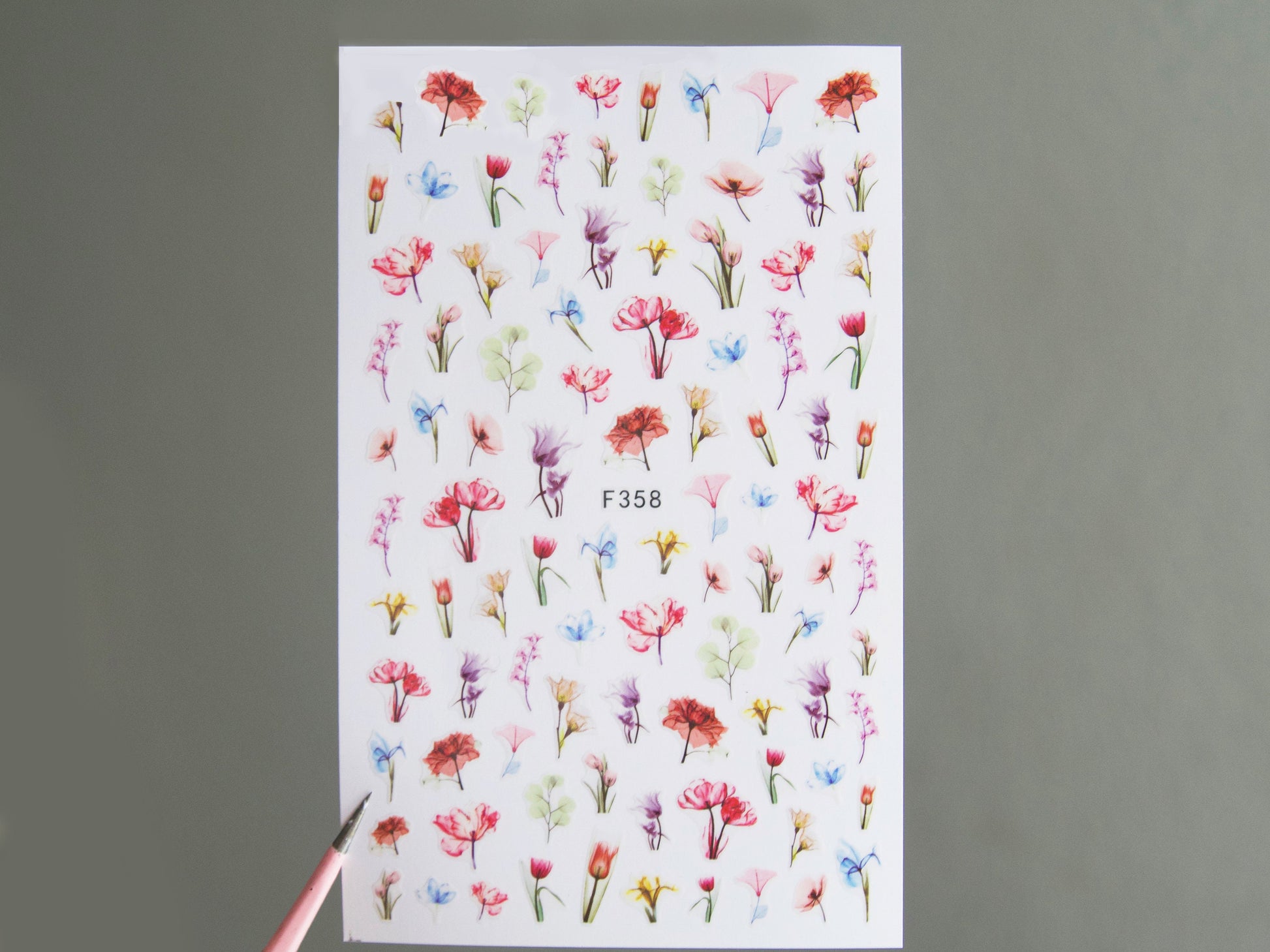 Floral Nail Art Sticker/ DIY Tips Guides Transfer Stickers/ Woodland flower Sticker/ UV gel nail polish manicure stencil