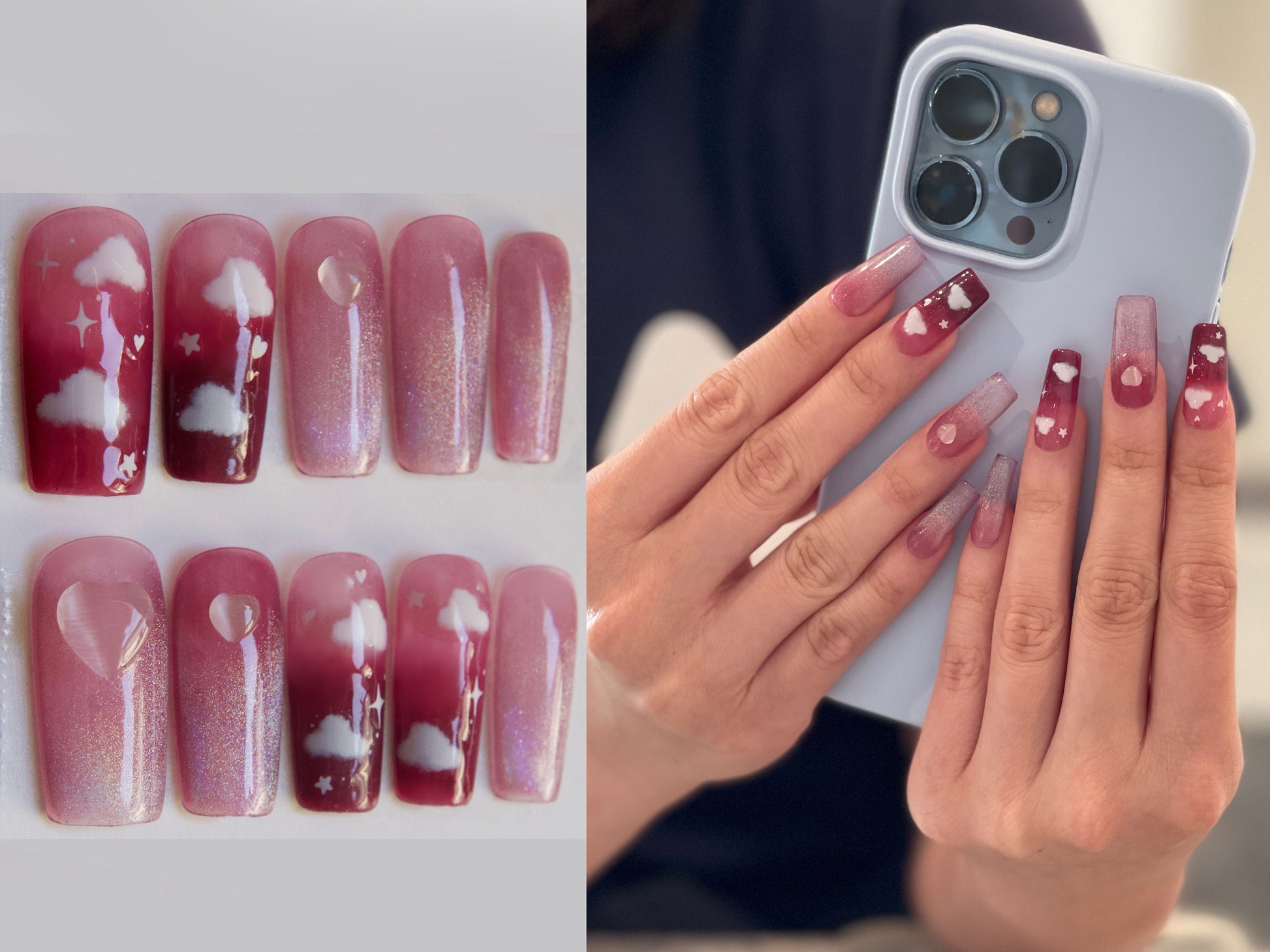 White Cloud Nail stickers/Ultra thin Nail Art Stickers Self Adhesive Decals/ White Clouds Nails Decals