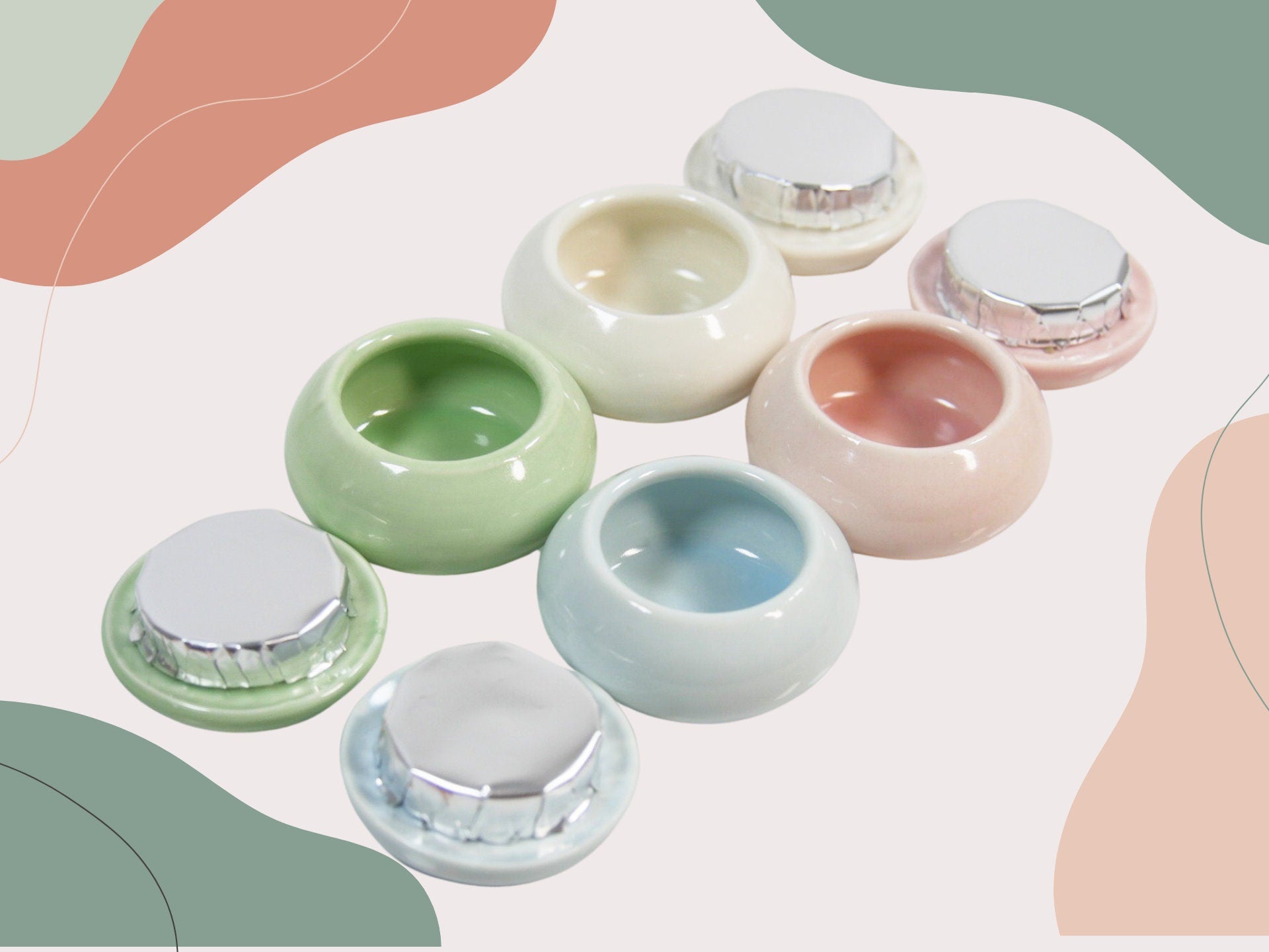 10ml Ceramic Nail System Cup/ Nails Art Liquid Storage Cleanser Jar with Lid/ Nail Brush Cleansing Cup with Lid Salon Manicure Tool