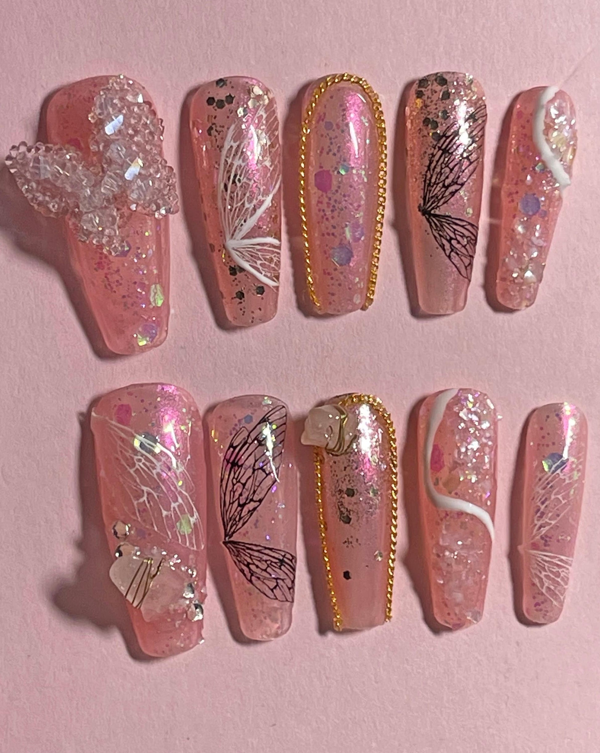Beading Nail Ornament Decal/ 3D Handmade Instagram Influencer Nail Jewelry Fairy Tale Nail Art Mickey Mouse Butterfly Bow Tie