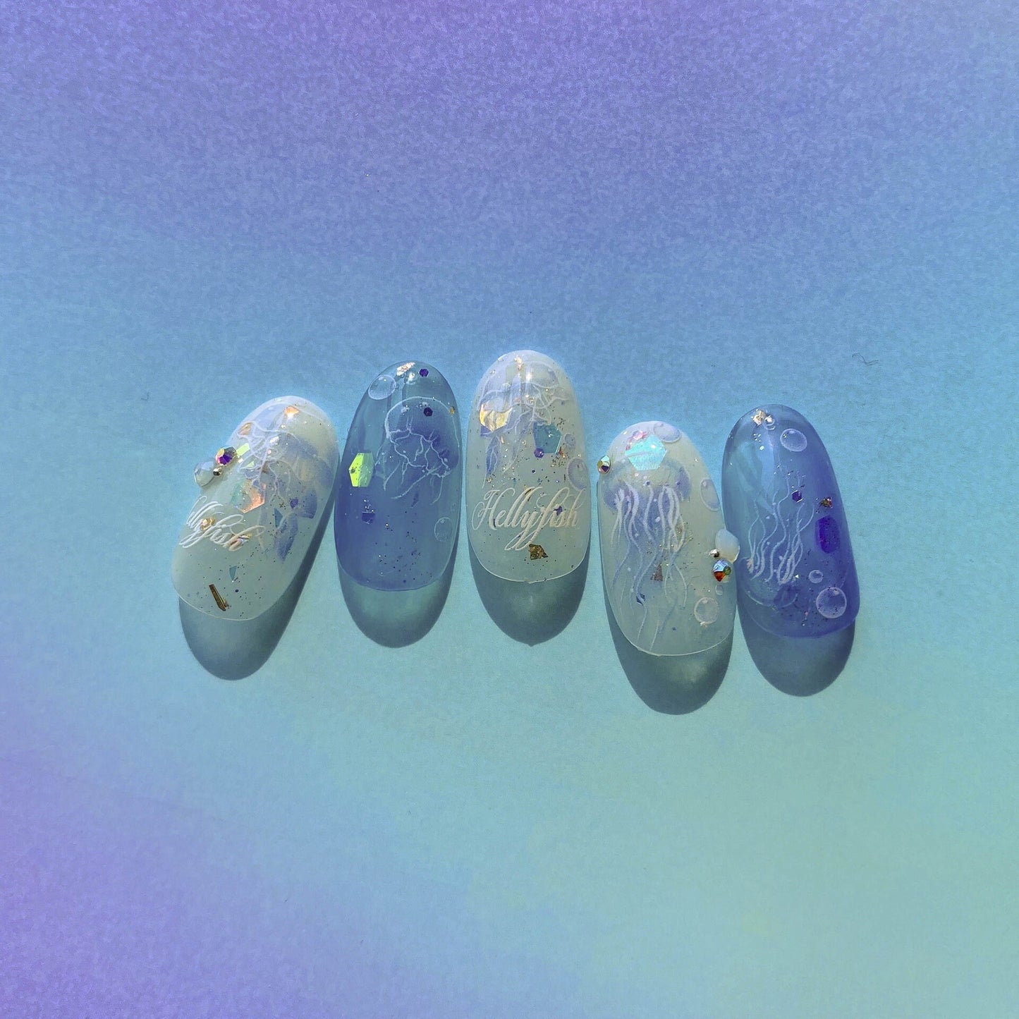 Jellyfish Nail Art Decal Sticker /Purple Ocean theme Sea World Animal Peel off stickers /Pro Ultra Thin Manicure accessories