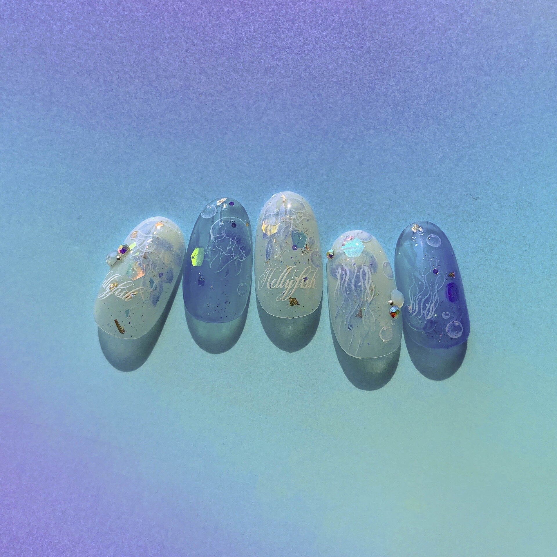 Jellyfish Nail Art Decal Sticker /Purple Ocean theme Sea World Animal Peel off stickers /Pro Ultra Thin Manicure accessories