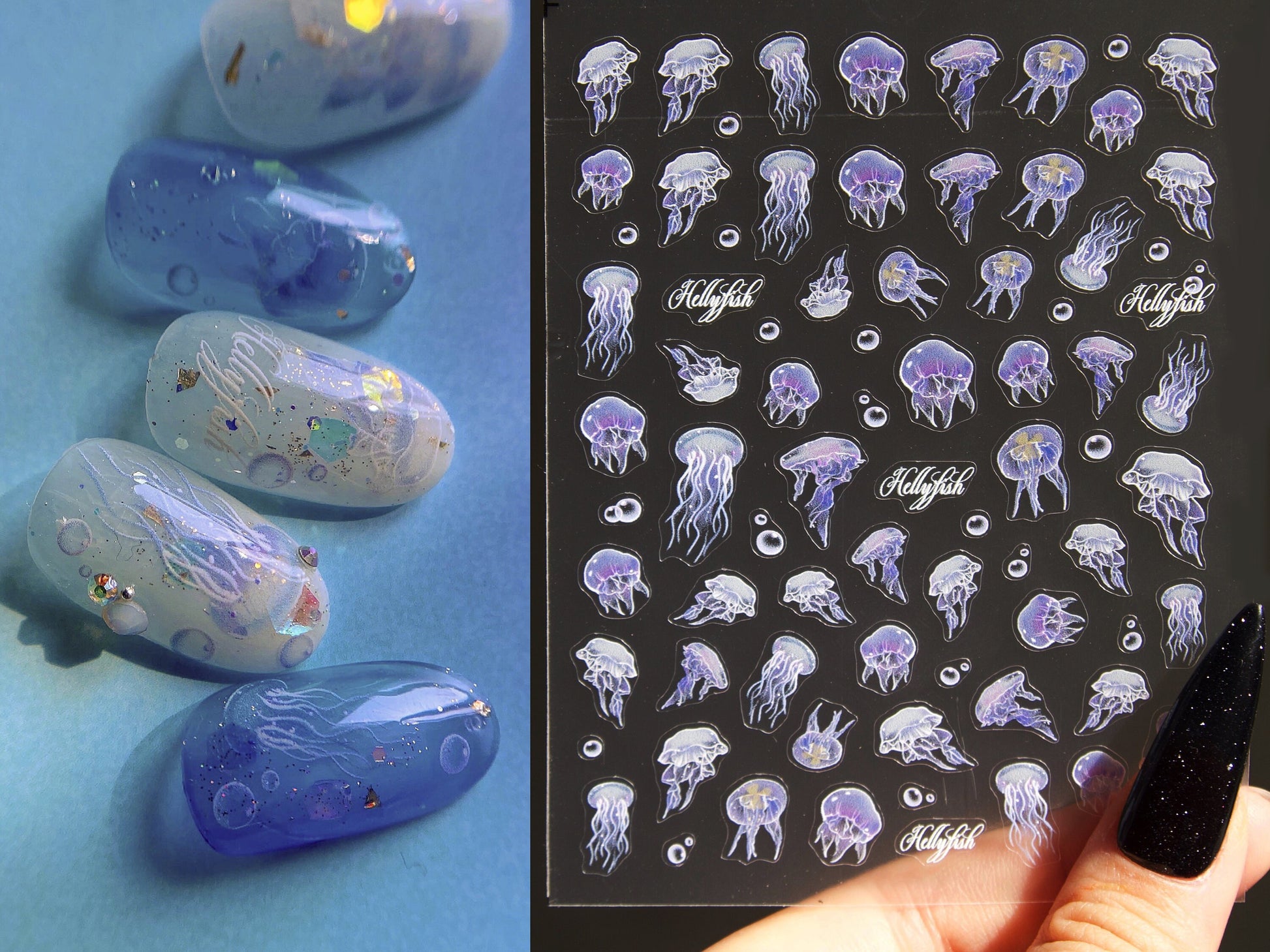 Jellyfish Nail Art Decal Sticker /Purple Ocean theme Sea World Animal Peel off stickers /Pro Ultra Thin Manicure accessories