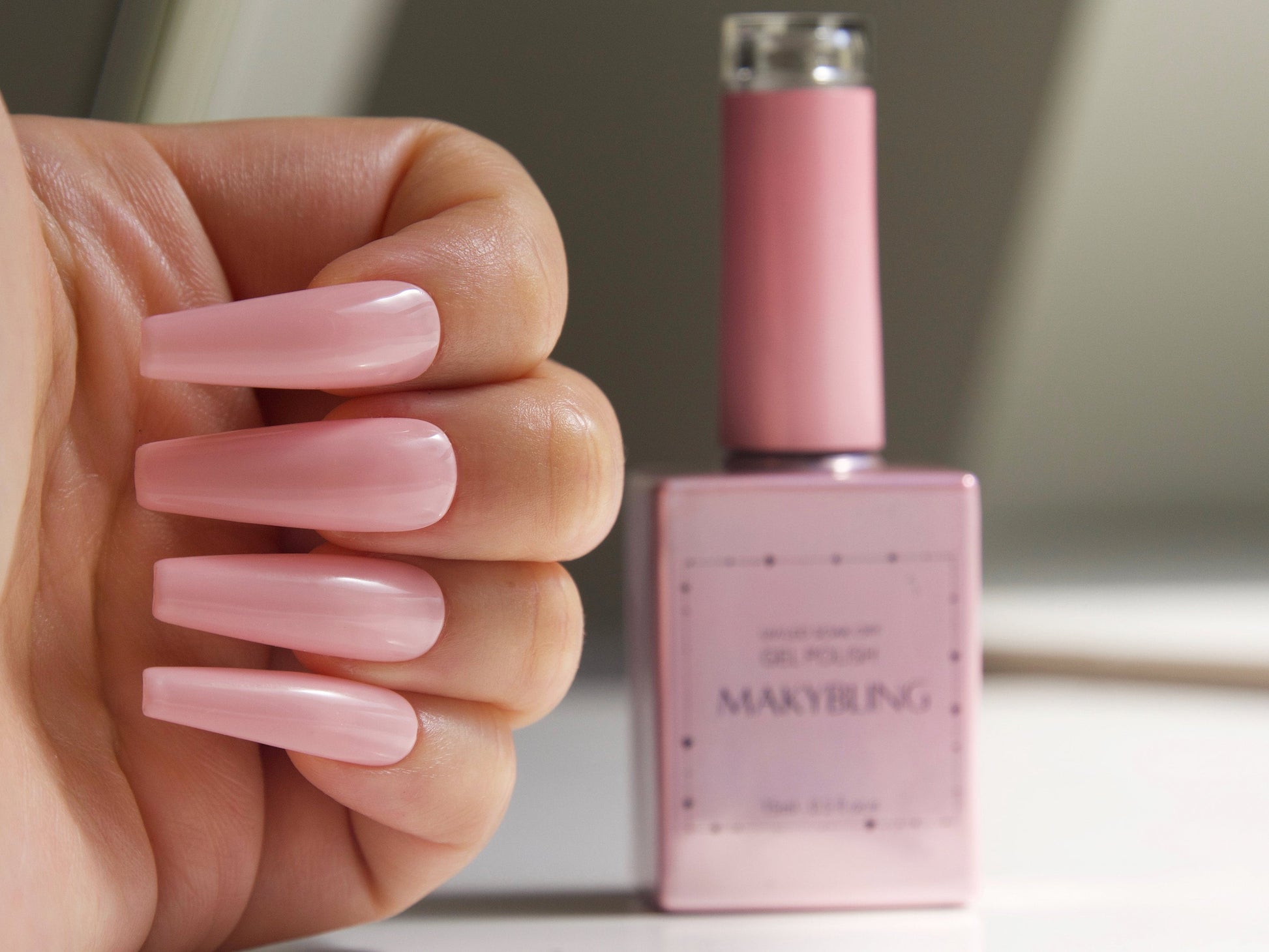 15ml Misty Rose Gel polish/ Flamingo Pink Solid color Nails/ Pastel Salmon Light nude Pink Soak off UV/Led Gel polish Manicure -Makybling