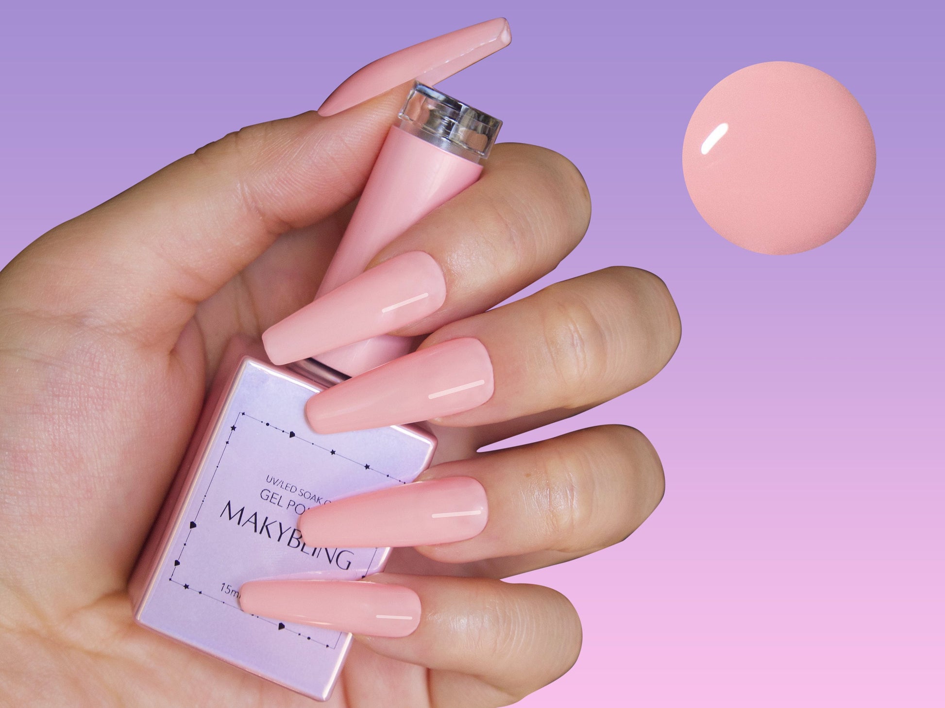 15ml Misty Rose Gel polish/ Flamingo Pink Solid color Nails/ Pastel Salmon Light nude Pink Soak off UV/Led Gel polish Manicure -Makybling