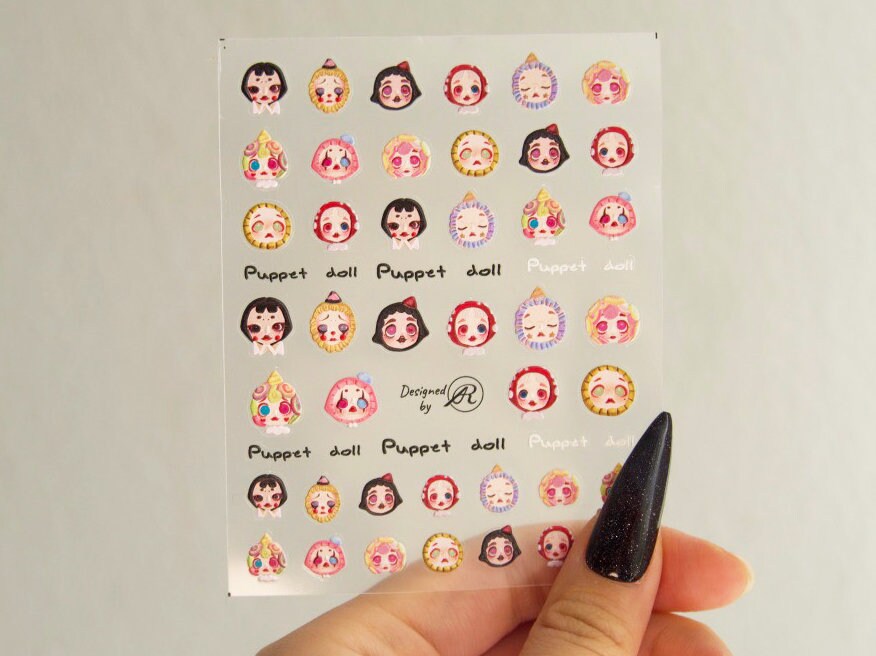 Pop Art girls Nail Art Sticker/ 3D Chibi DIY Tips Guides peel off  Stickers/Blind Box Toy Collection series Mange Anime Girls Nails