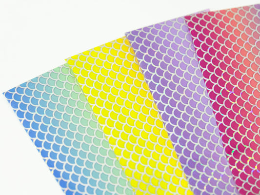 10pcs Mermaid Scales Pattern Transfer Film Foil Nail Art Sticker Decal/ Rainbow Ombre Mermaid tail DIY nail with silver holo accent