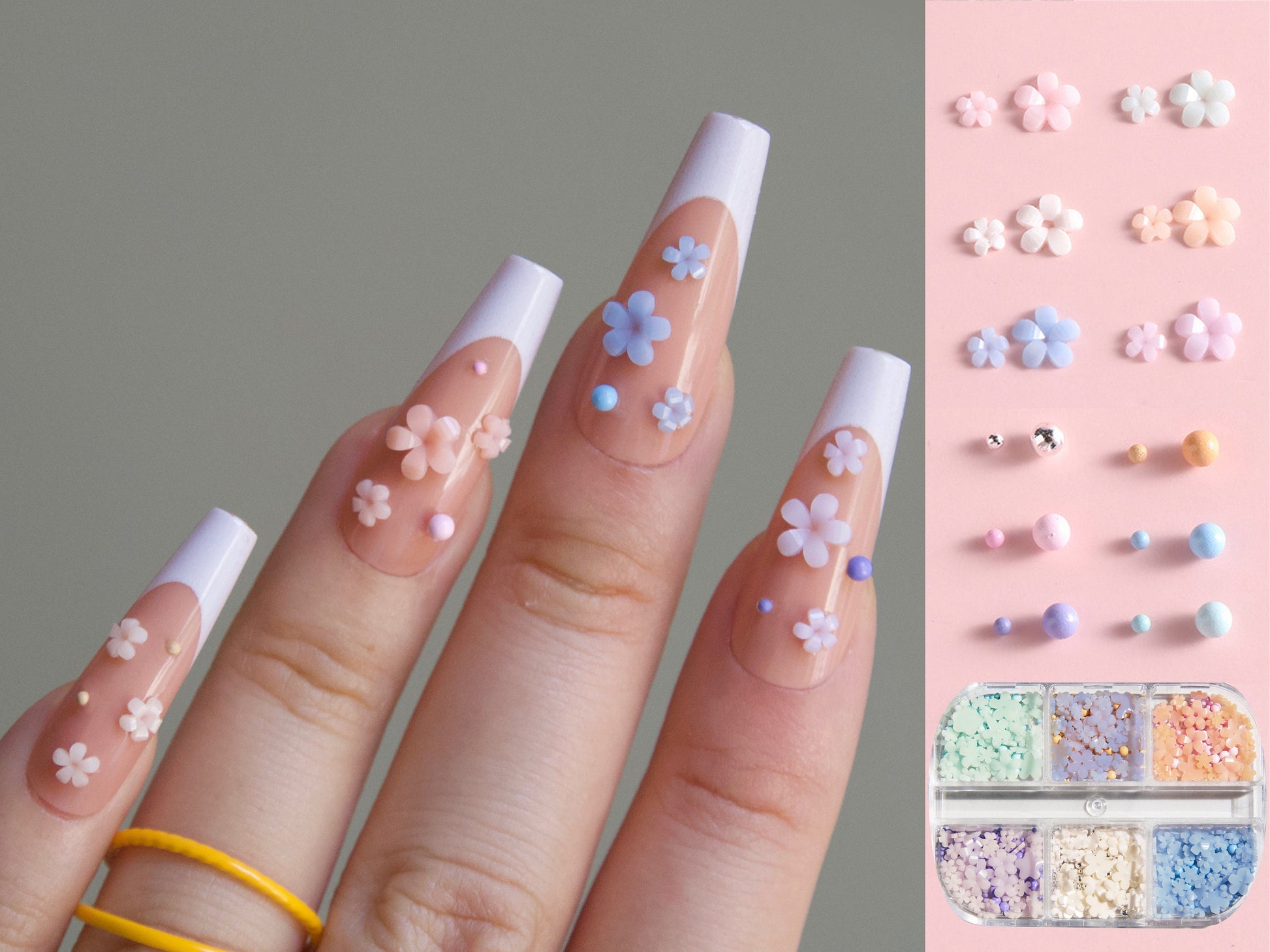 Mini Flower Nail Charms Nail Beads Nail Art For Acrylic Nails DIY Nail 