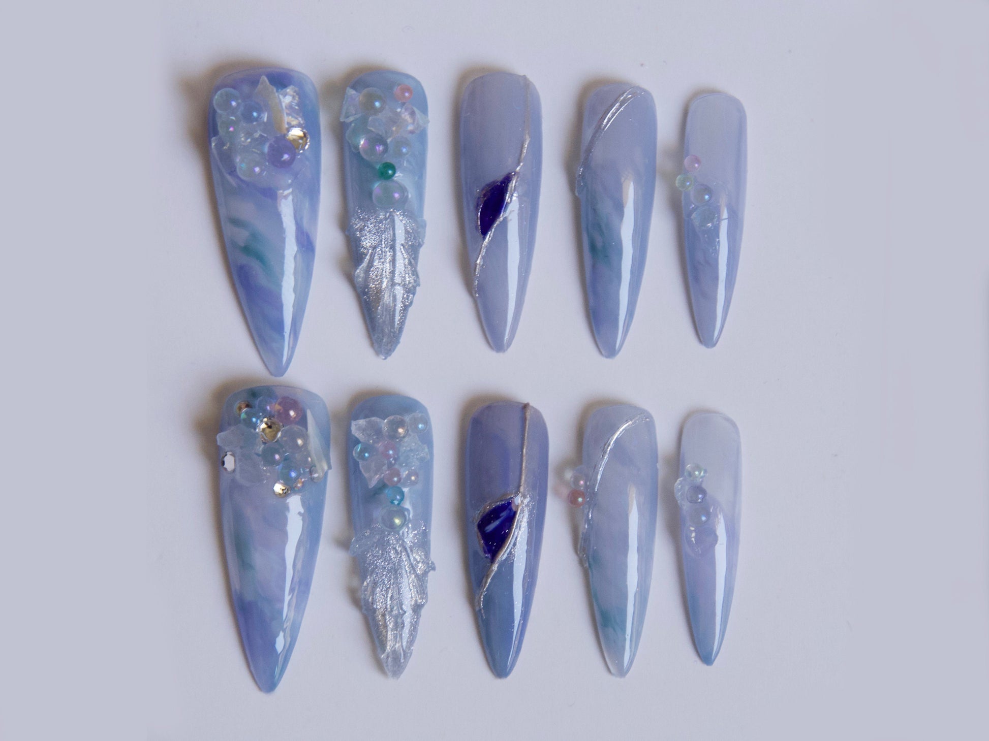 10g Broken Glass Irregular Stones for nail art/ Iridescent Clear Rocks