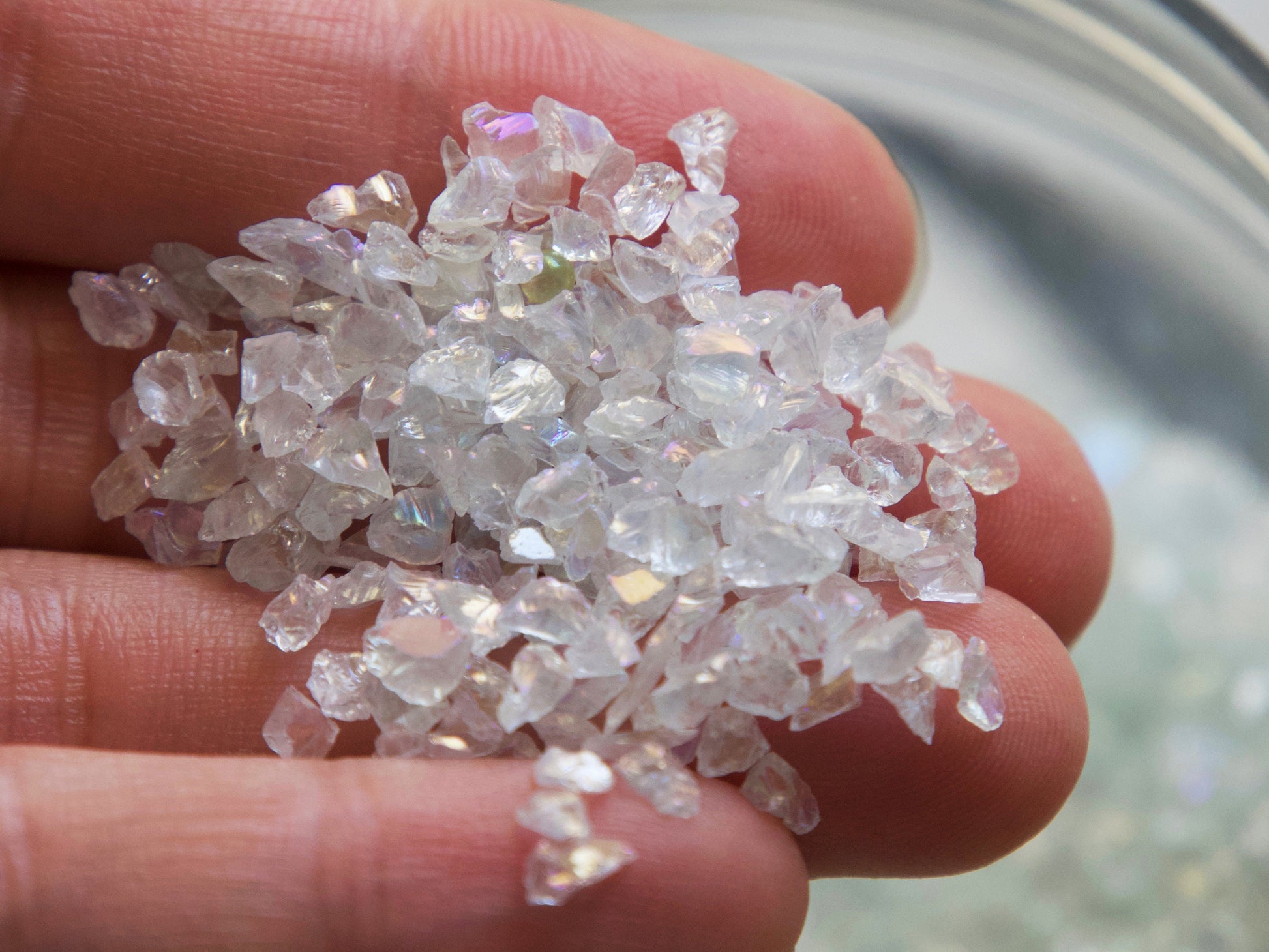 10g Broken Glass Irregular Stones for nail art/ Iridescent Clear Rocks