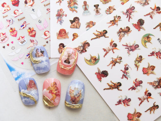 Angels' Wings Vintage Renaissance Sticker Nail Art/ God's Wonderful Creation Stickers for Nails/ Cherub chruściki Art Nails polish Supply