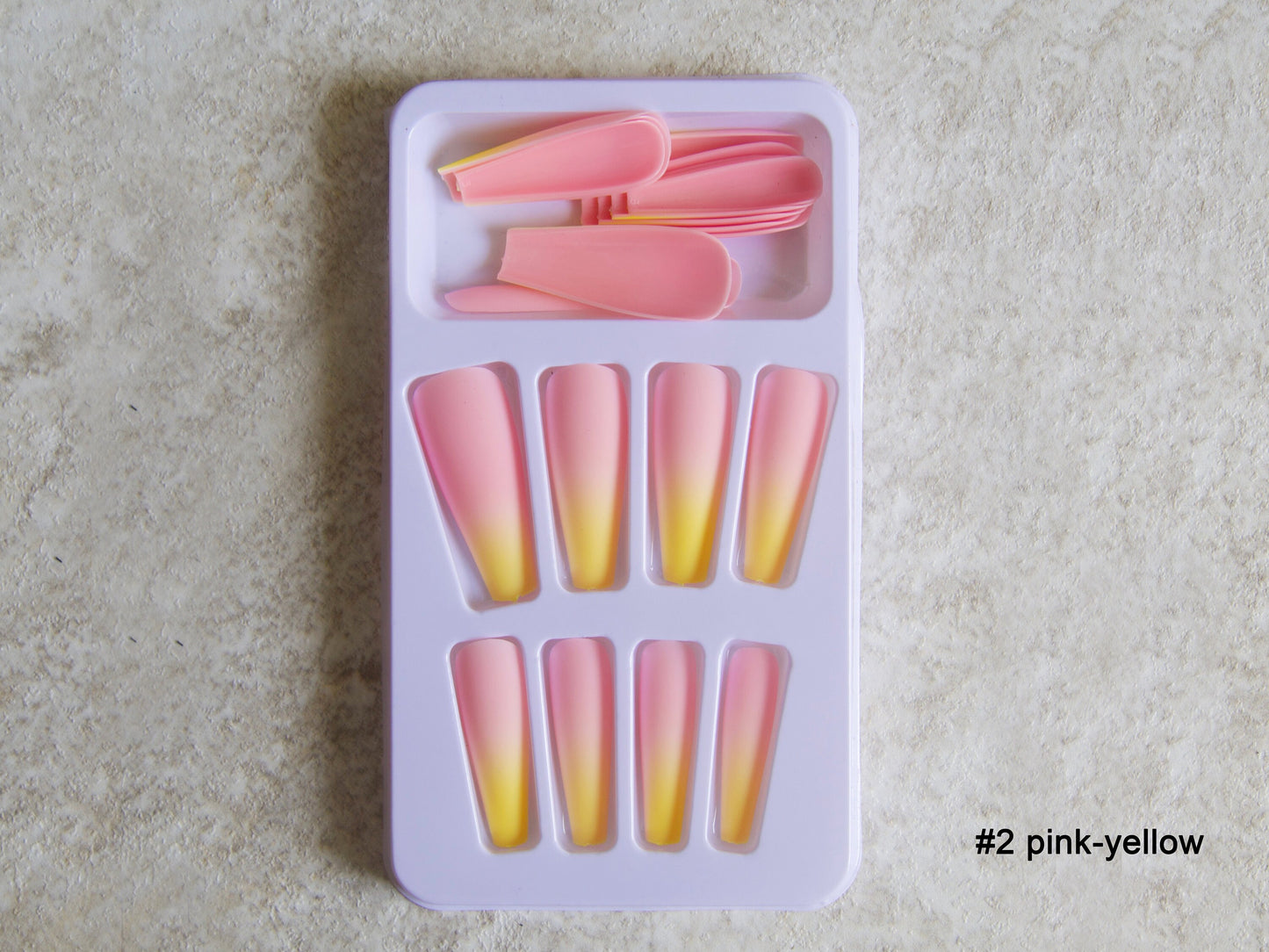 20 pcs Long Coffin Pastel Gradient on Nails/ Full cover Matted Bright Ombre Ready to wear Press ons Tips / Matte Fake Artificial Ins Nails