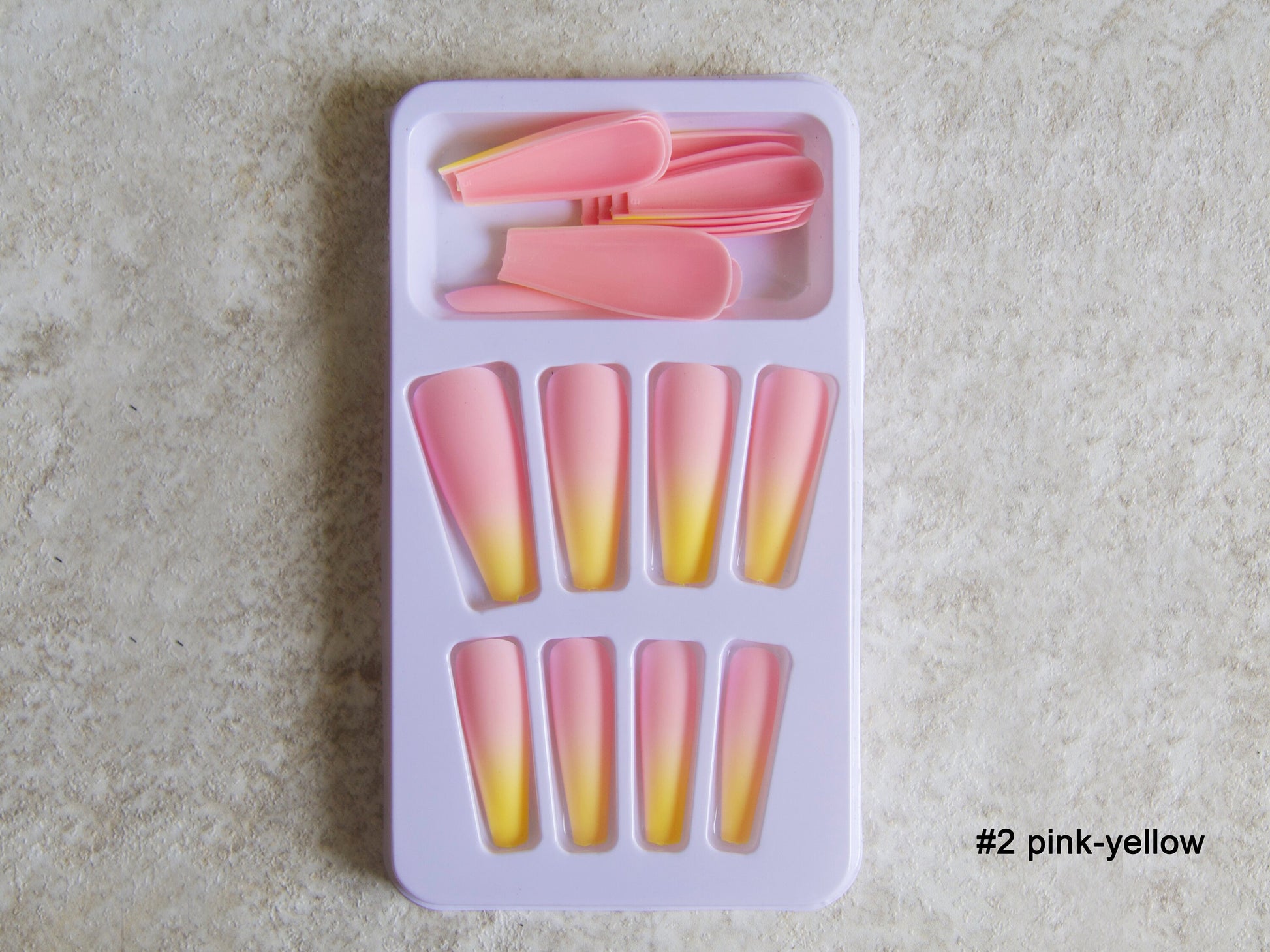 20 pcs Long Coffin Pastel Gradient on Nails/ Full cover Matted Bright Ombre Ready to wear Press ons Tips / Matte Fake Artificial Ins Nails
