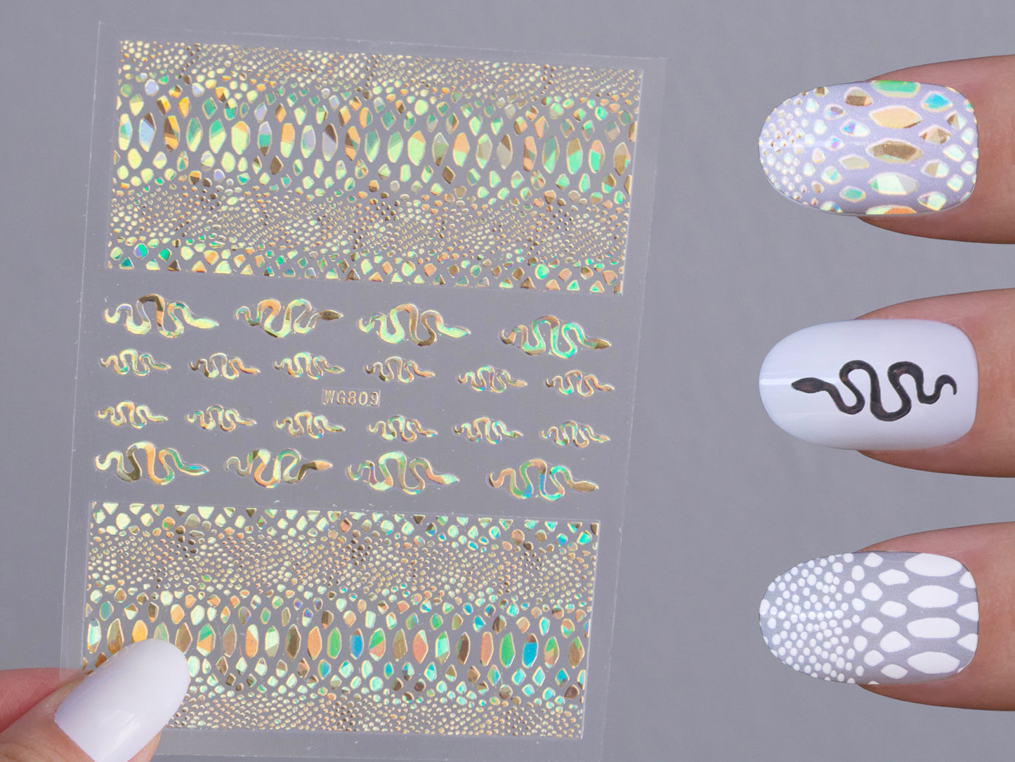Snake Nail Stickers/  Python Skin texture Nails Self Adhesive Decals/ Crocodile Pattern Aligator Skin nails supply