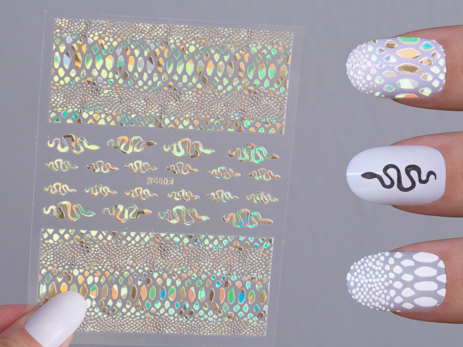 Snake Nail Stickers/  Python Skin texture Nails Self Adhesive Decals/ Crocodile Pattern Aligator Skin nails supply