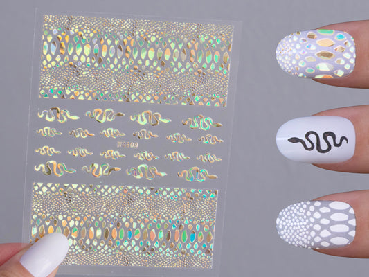 Snake Nail Stickers/  Python Skin texture Nails Self Adhesive Decals/ Crocodile Pattern Aligator Skin nails supply