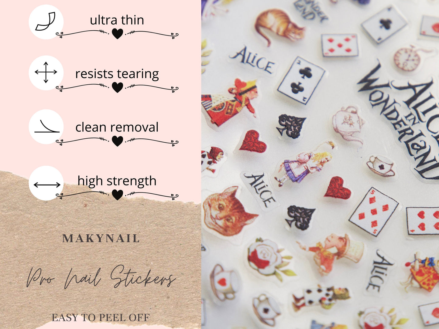 Alice's Adventures in Wonderland Nail Art Sticker/ Alice Rabbit DIY Tips Stickers/mini sticker/ peel off sticker /fairy tale sticker