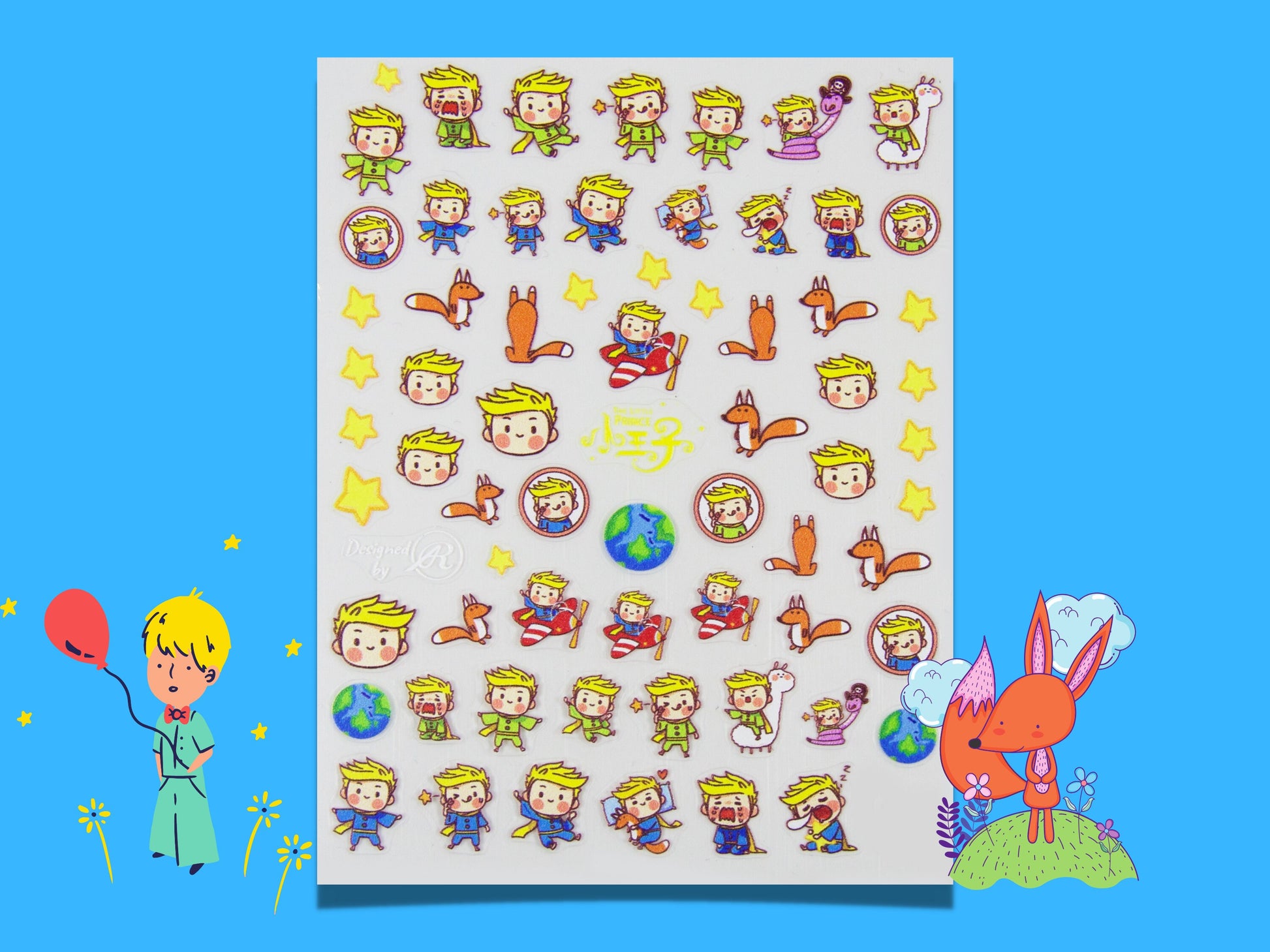 The Little Prince Nail Sticker/Chibi Theme nail Decals/Pro Ultra Thin Prince Fox Novella Peel off Stickers/ Miniature Nail Decals