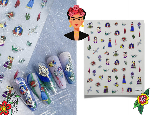 Viva la Vida Frida Nail Art Decal Sticker /Mexican Painter Women Power Feminist stickers /Pro Ultra Thin Artist Portrait Manicure Supply