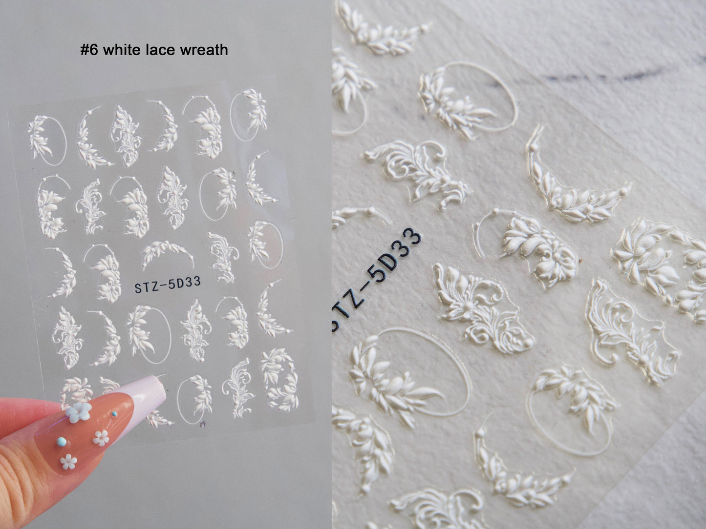 5D Flower Series Embossed nail sticker/Peel off 3D Floral Nail adhesive/ Rose Sakura Lace Lily Better no Hand painted Easy Nail art