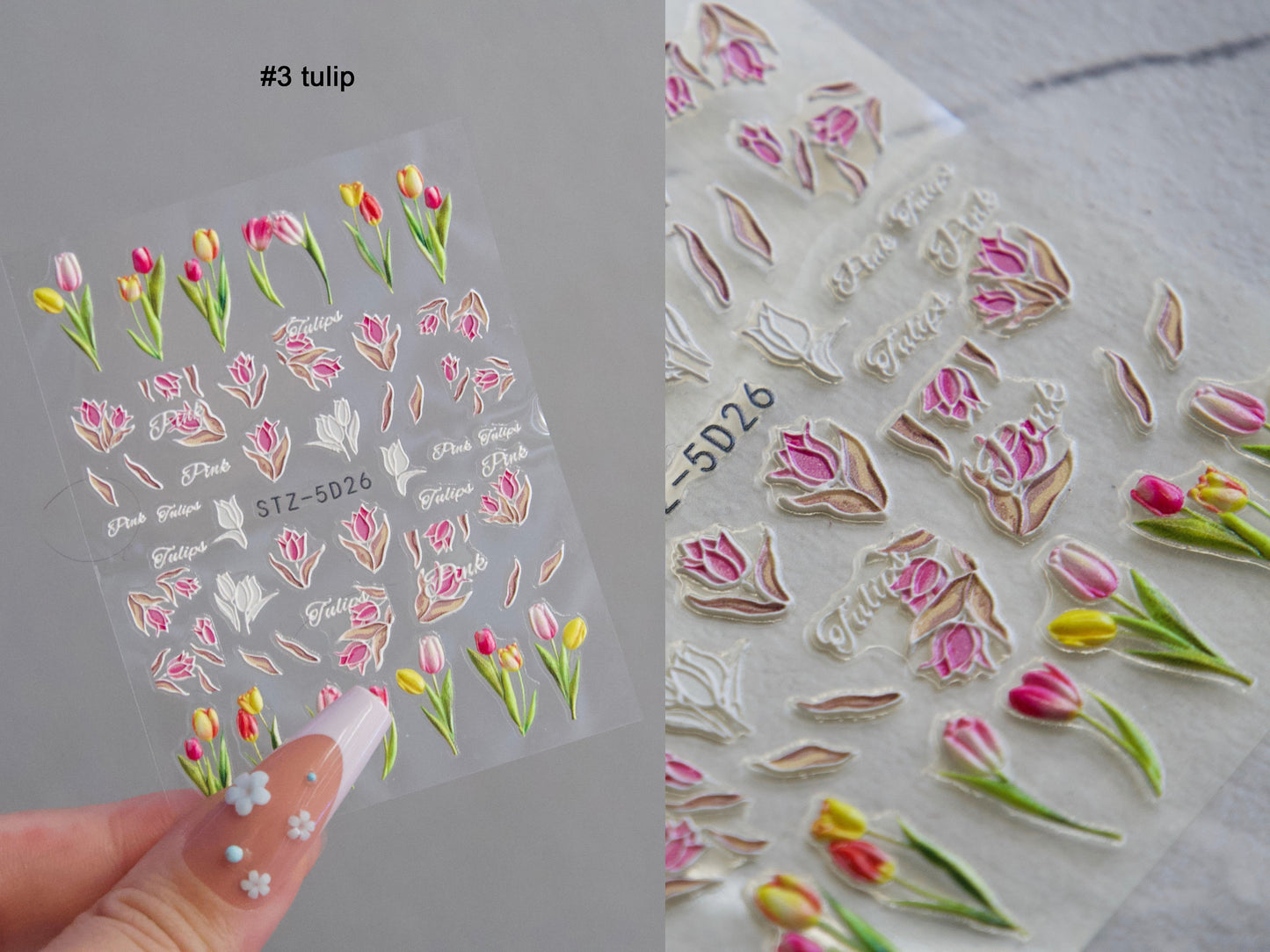 5D Flower Series Embossed nail sticker/Peel off 3D Floral Nail adhesive/ Rose Sakura Lace Lily Better no Hand painted Easy Nail art