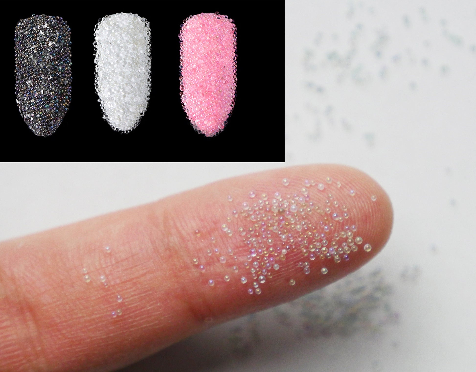 5g Glass Caviar beads/Clear nail microbeads/ Black nail caviar/ Pink Caviar Beads Crystal Nail Art Tools Acrylic 3D for Decor