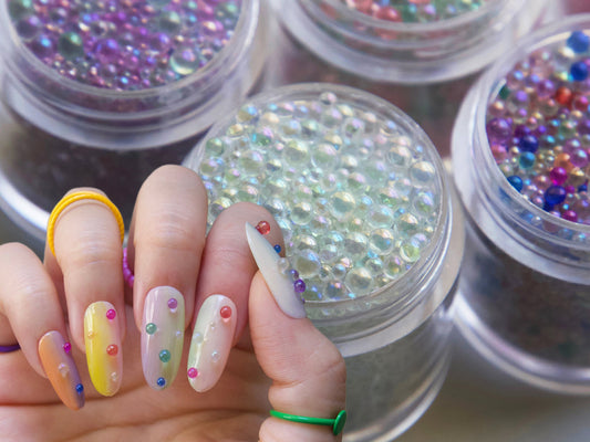 10g Glass Bubbles/ Glass balls for nail art/ Iridescent Holo Round Beads/ Resin crafts Deco Balls/ Translucent bubble