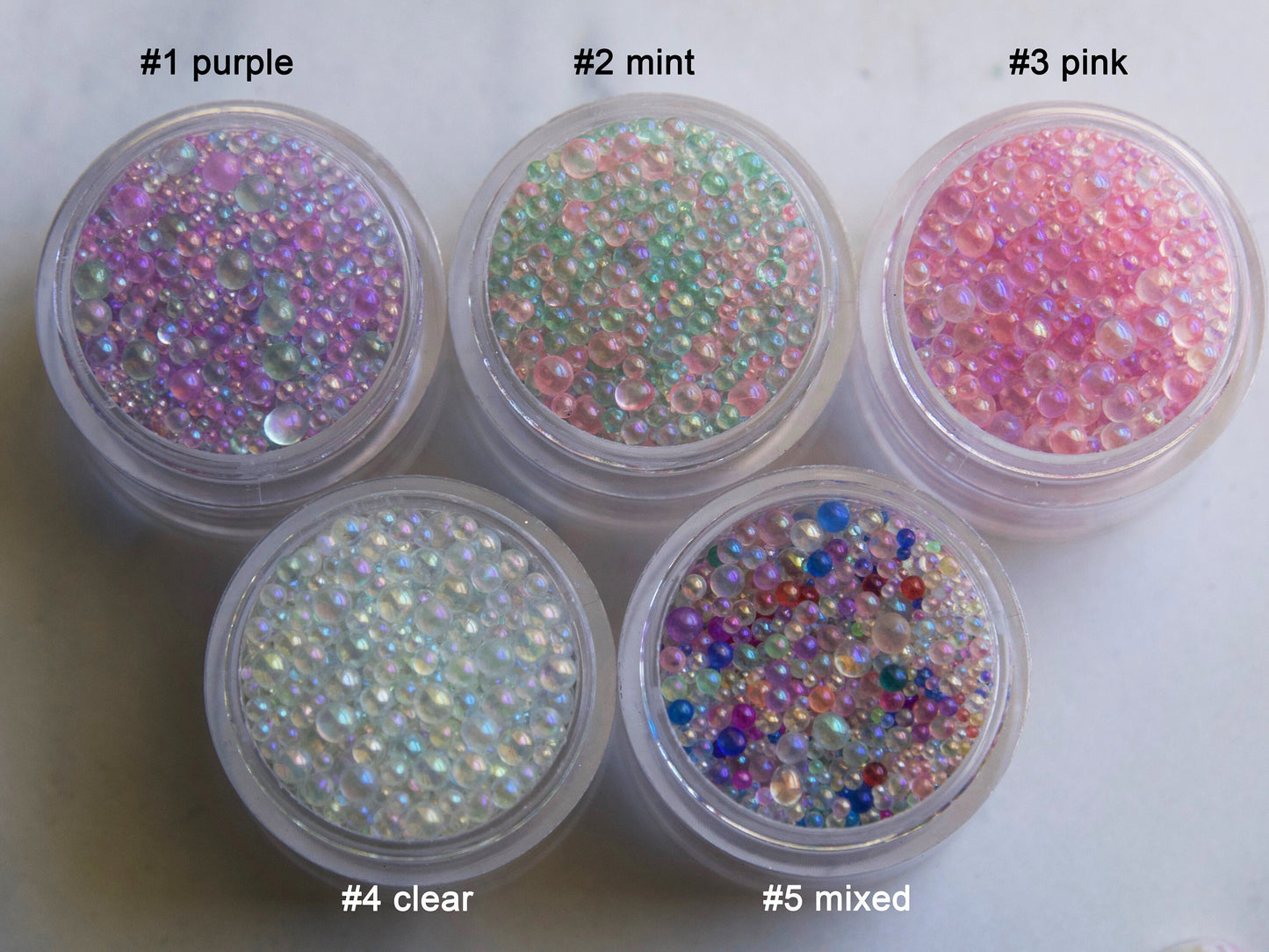 10g Glass Bubbles/ Glass balls for nail art/ Iridescent Holo Round Beads/ Resin crafts Deco Balls/ Translucent bubble