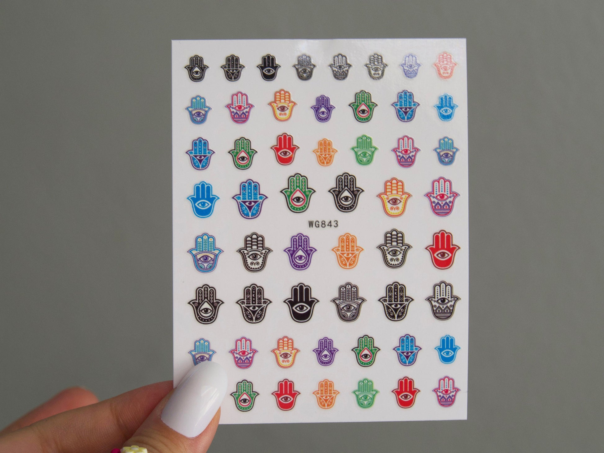 Evil eye nail sticker/ Peel off nail art stickers supply/ Blue supernatural belief The hamsa amulet nail deco easy to apply