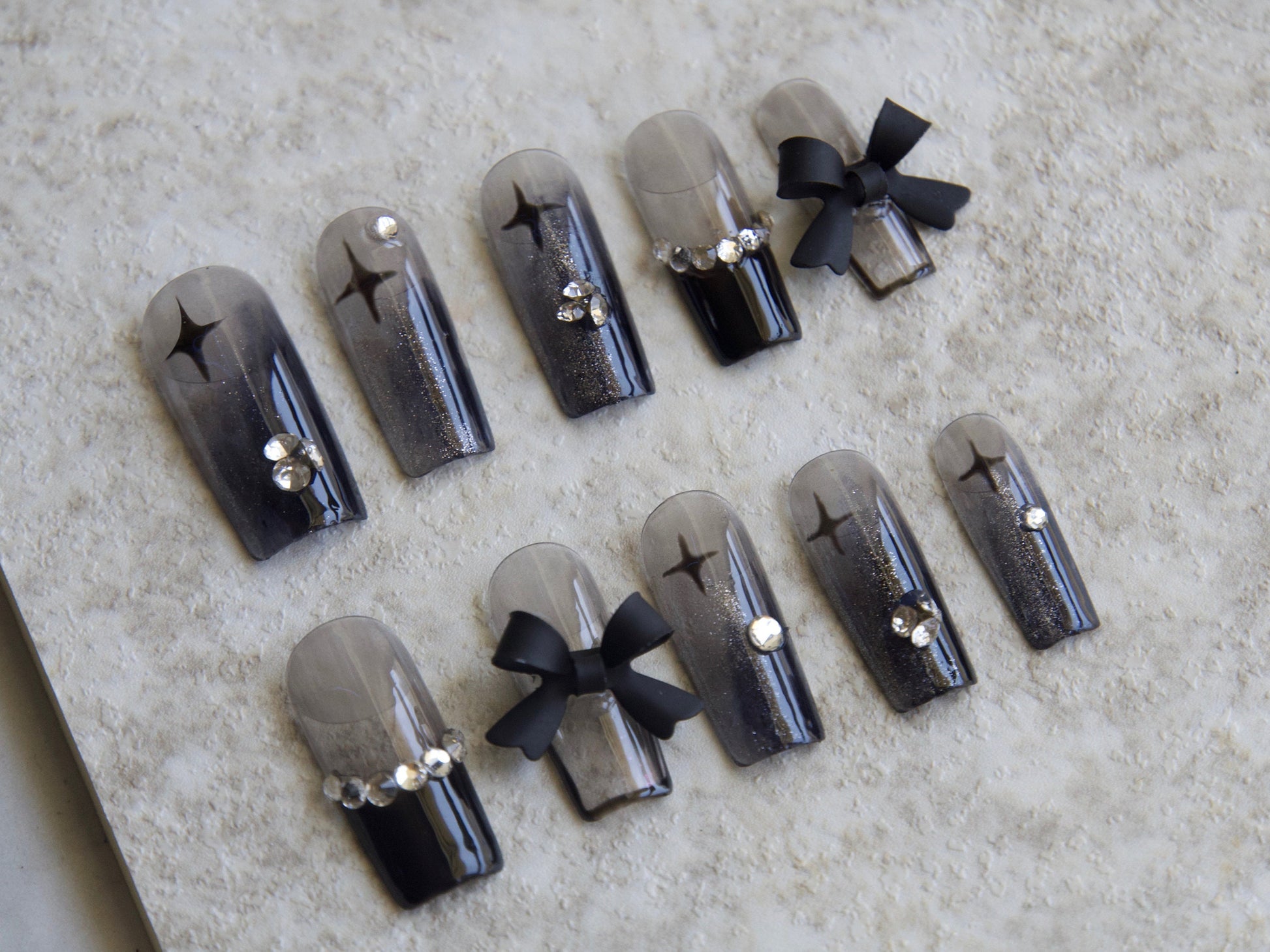 3D Matte Bowtie Nail Charm Metallic Medium size nail decals/ White Black Nail polish UV gel supply Instagram Pinterest Nail Inspiration
