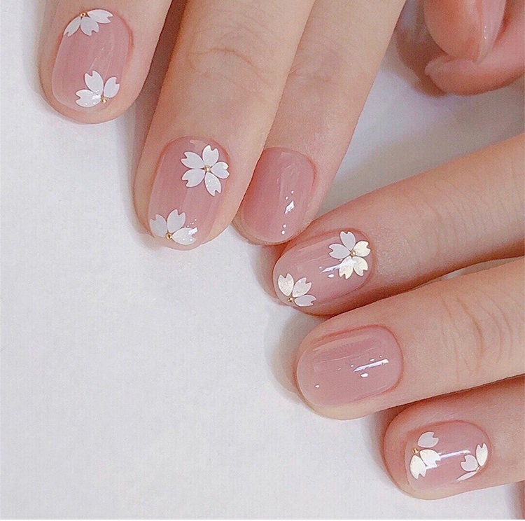Sakura Flower Petal Chip Nail Decals/ Floral Petals nails Glitter