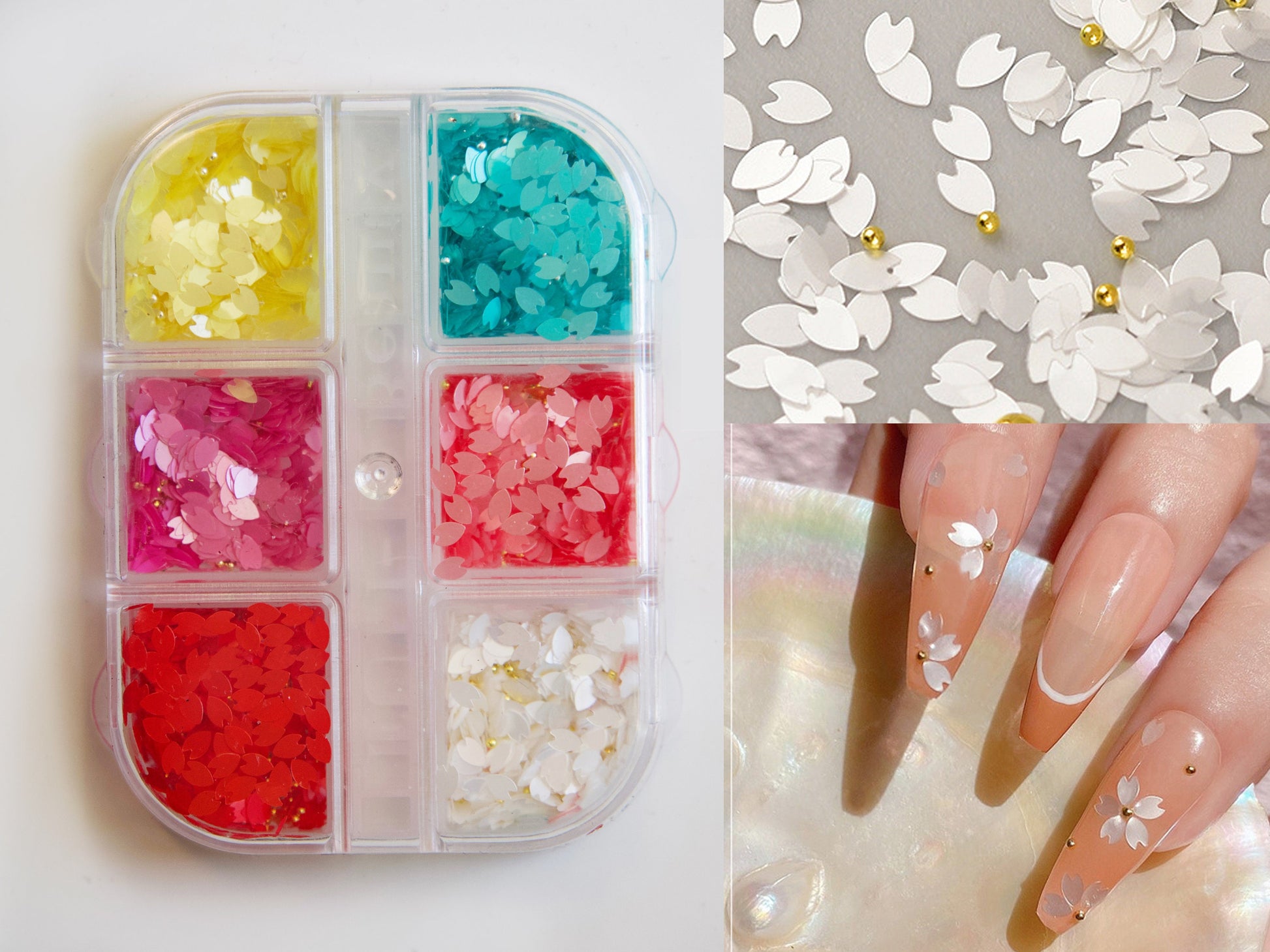 Sakura Flower Petal Chip Nail Decals/ Floral Petals nails Glitter
