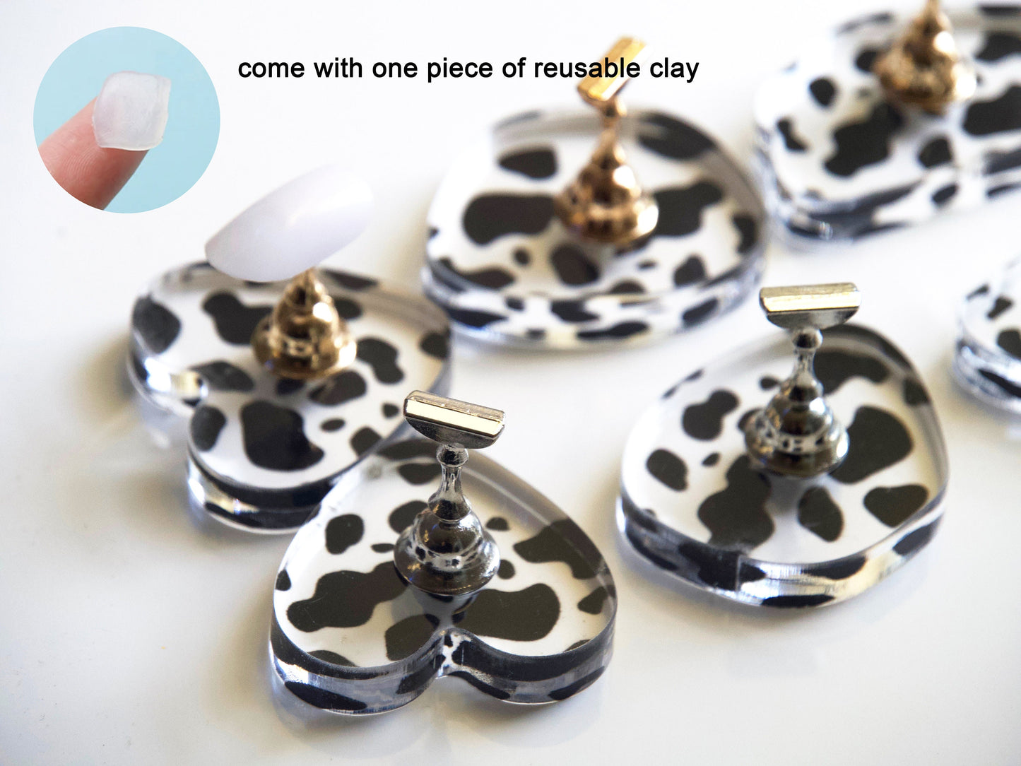 Cow Print Nail Display Stand Holder Press On Nail Tips Practice Holders/ Acrylic Magnetic Faux Fake nails Manicure DIY Tools