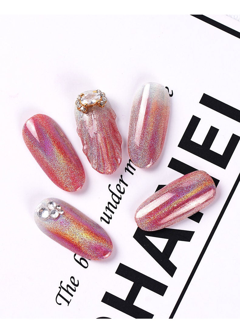 Rainbow Mirror Laser Shimmer Powder Glitter/ Silver Halo Mermaid Nail Shimmer/ Chameleon Glitters Nail holographic powder nail