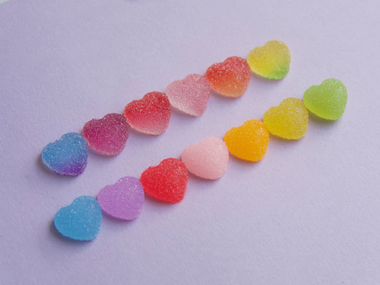 13pcs Candy Gummy Heart Candy Decal/ Sour Jelly Heart 3D Decals