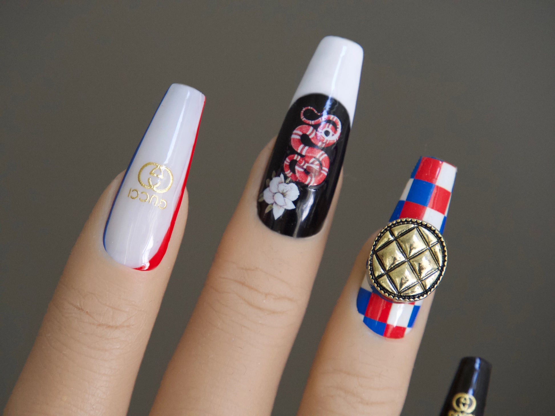 6 Sheets GUCCI Snake Nail Stickers