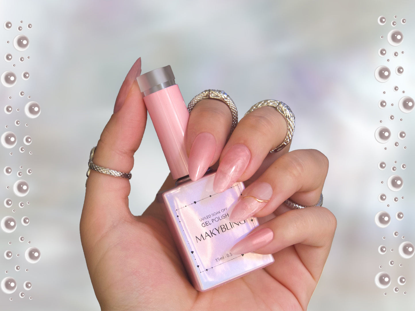 15ml Pearly Pink UV Gel Polish/ Mermaid Shimmer Nail Gel